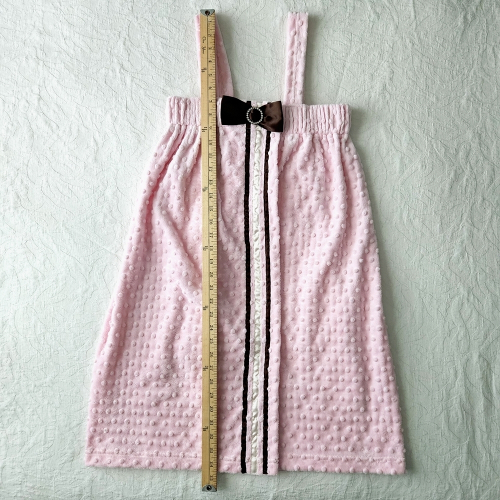 Will's River Co. Pink Cozy After Bath Wrap With Bow, Small / Medium - Picture 13 of 16